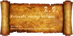 Kutnyánszky Vilmos névjegykártya